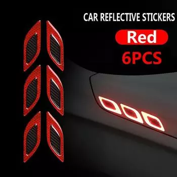 6 шт./компл., автомобильные светоотражающие полосы, углеродное волокно, автомобильная наклейка, грузовик, авто, двигатель, защита от царапин, предупреждающая наклейка, автомобильные аксессуары красный