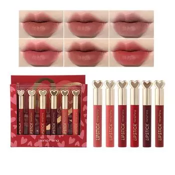 6 шт./компл. бархатная гладкая матовая помада, яркий цвет, увлажняющий бальзам для губ, маска, стойкий оттенок для губ, долговечная косметика