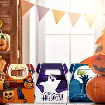 6 шт./компл. бумажная коробка для конфет на Хэллоуин, упаковочная коробка в виде тыквы-призрака, новая ручная бумажная коробка