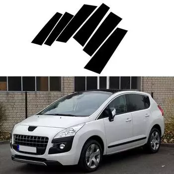 6 шт./компл., центральная колонка для окна, двери автомобиля, крышка стойки до н. э., накладка с зеркальным эффектом, подходит для Peugeot 3008 T84 2007–2016