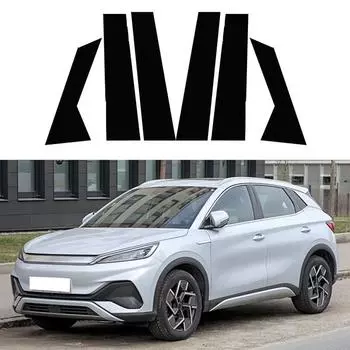 6 шт./компл., центральная колонна для окна, двери автомобиля, крышка стойки до н. э., накладка с зеркальным эффектом, подходит для BYD Yuan Plus 2022-2023