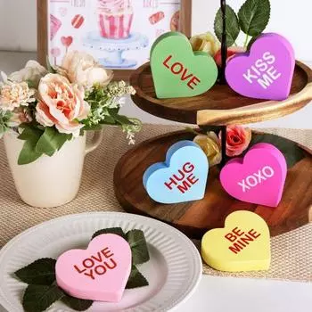 6 шт./компл. День святого Валентина, украшение в виде сердца, деревенский дом, форма сердца, табличка на стол, многоярусный поднос, центральный элемент, украшение для рабочего стола 1 Set