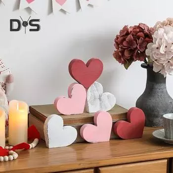 6 шт./компл. День святого Валентина Знак любви Сердце фермерский деревенский в форме сердца деревянный блок многоярусный поднос стол центральный элемент украшение рабочего стола 1 Set