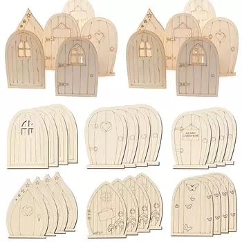 6 шт./компл. деревянная дверь DIY живопись украшения мини сказочная дверь ремесло для дома сад ландшафт украшения детские подарки принадлежности