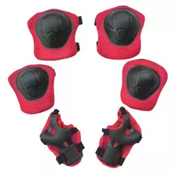 6 шт./компл. Детская защитная экипировка Дышащая губка Амортизирующая Защитная экипировка для катания на коньках для катания на льду красный