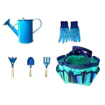 6 шт./компл. детские садовые перчатки, сумка для распыления воды, грабли, домашний садовый пляжный инструмент, игрушка 6pcs синий