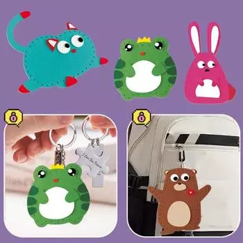 6 шт./компл. детский швейный набор с нитками иглой, наполнителем из хлопка, бисером, цепочкой из пластика