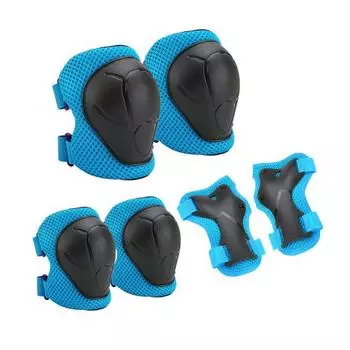 6 шт./компл. детский защитный комплект для катания на коньках с наколенником, локтем, защитой запястья, защитой для роликовых коньков, скейтборда, самоката, велосипеда, защитным снаряжением для езды на велосипеде синий