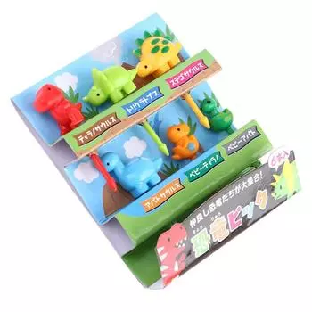 6 шт./компл. динозавр мини-животное мультфильм еда выбирает детей закуска фруктовая вилка as pic