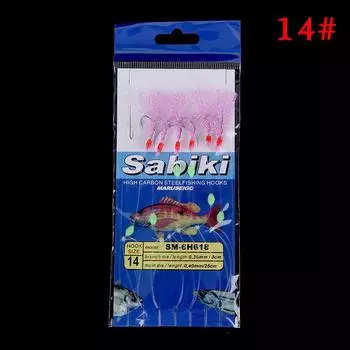 6 шт./компл. длинная леска, светящаяся рыболовная приманка, рыболовный крючок из углеродистой стали 14