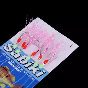 6 шт./компл. длинная леска, светящаяся рыболовная приманка, рыболовный крючок из углеродистой стали 9