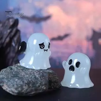 6 шт./компл., фигурка призрака на Хэллоуин, светящийся мини-орнамент в виде совы, миниатюрная статуя тыквы, игрушка, микропейзаж, украшение для рабочего стола, орнамент 1 Set
