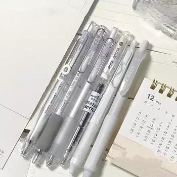 6 шт./компл. гелевая ручка Simplicity School для детей, белая прозрачная цветная канцелярская гелевая ручка 0,5 мм с черными чернилами для письма 6pcs set чёрный