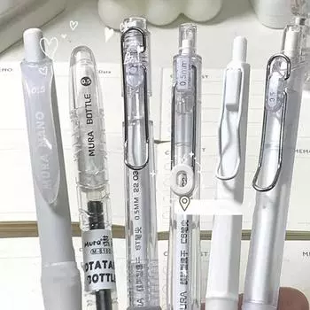 6 шт./компл. гелевая ручка Simplicity School для детей, белая прозрачная цветная канцелярская гелевая ручка 0,5 мм с черными чернилами для письма 6pcs set чёрный