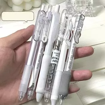 6 шт./компл. гелевая ручка Simplicity School для детей, белая прозрачная цветная канцелярская гелевая ручка 0,5 мм с черными чернилами для письма 6pcs set чёрный