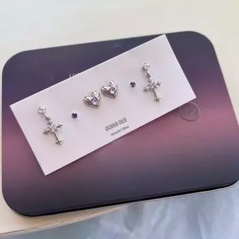 6 шт./компл. готические серьги-гвоздики в форме сердца из циркония для женщин в стиле панк, сладкие, крутые, эстетичные, для вечеринки, подарок на Y2K