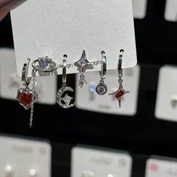 6 шт./компл. готический панк винтажный кулон в виде сердца, луны, креста, звезды, серьги для мужчин и женщин Y2K эстетические ювелирные аксессуары