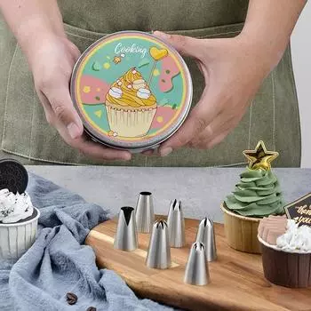 6 шт./компл. из нержавеющей стали, шелковый цветок, DIY, инструмент для украшения торта, насадка для кондитерского мешка с кремом, кухонный инструмент для выпечки, кухонные принадлежности