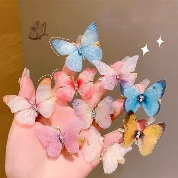 6 шт./компл. Изысканная детская заколка для волос в виде бабочки для девочек, эстетическая сладкая милая заколка для волос в виде бабочки для женщин, шикарный головной убор с боковой заколкой