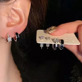 6 шт./компл. изысканные серьги-кольца из циркония для женщин и девочек, легкие роскошные серьги-гвоздики, ювелирные изделия Y2K, аксессуары, подарки