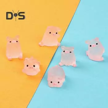 6 шт./компл. изысканные украшения в виде свиней, разные формы, красивые милые фигурки свиней, мини-фея, садовый орнамент розовый