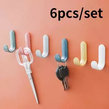 6 шт./компл. J-образные самоклеящиеся крючки, пластиковые дверные настенные вешалки, карамельный цвет, прочный крючок для кухни, ванной комнаты, спальни, прихожей