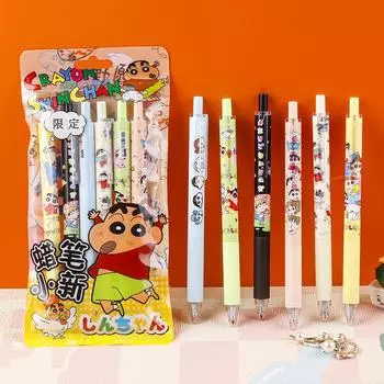 6 шт./компл. кавайный карандаш Shin-Chan гелевая ручка симпатичная 0,5 мм черная ручка для письма гладкая ручка мультфильм школьные канцелярские принадлежности подарок