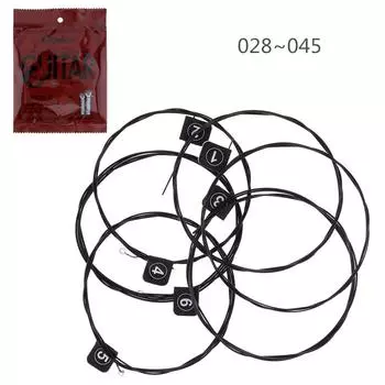 6 шт./компл. классические гитарные струны 028-045 с цветным покрытием, отличным тоном и жестким натяжением 028-043 серебряный