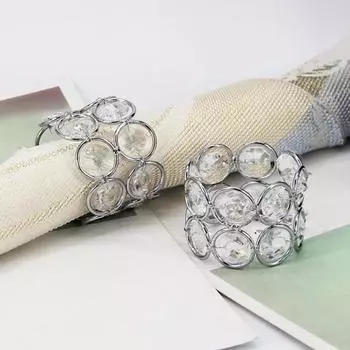 6 шт./компл. кольцо для салфеток, роскошные бусины из искусственного хрусталя, металлические блестящие элегантные украшения стола, держатель для салфеток, пряжка, свадебная вечеринка, праздничные принадлежности серебряный