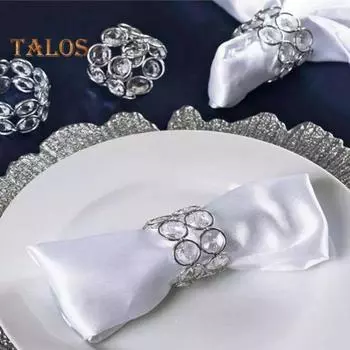 6 шт./компл. кольцо для салфеток, роскошные бусины из искусственного хрусталя, металлические блестящие элегантные украшения стола, держатель для салфеток, пряжка, свадебная вечеринка, праздничные принадлежности серебряный