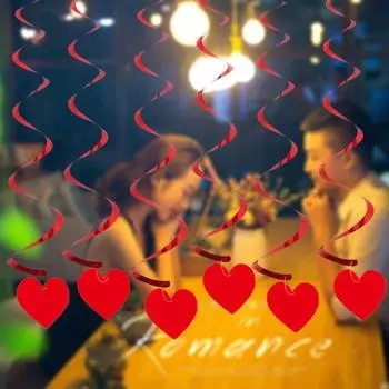 6 шт./компл., красивые украшения в виде сердца, светоотражающие декоративные многоразовые украшения на день Святого Валентина для вечеринки B