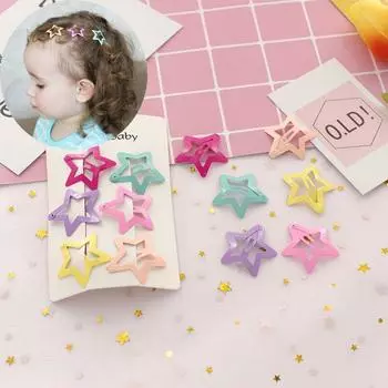 6 шт./компл., красивые заколки для волос со звездами для девочек, яркие цвета, BB, заколка для волос, металлические защелки, детские заколки для волос