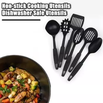 6 шт./компл., кухонная утварь, можно мыть в посудомоечной машине, не содержит BPA, термостойкая антипригарная лопаточка, ситечко, ложка, набор совок с прорезями, кухонные гаджеты A
