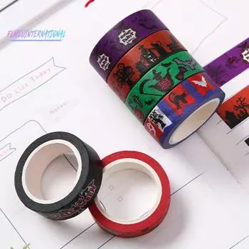 6 шт./компл. лента васи для Хэллоуина, летучие мыши-призраки, дома с привидениями, тыква, бесплатная резка, клей, съемный DIY, планировщик для скрапбукинга, журнал, наклейка, школьные принадлежности 1 Set