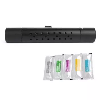 6 шт./компл., металлический вращающийся конец, автомобильный зажим для ароматерапии с 5 цилиндрическими палочками для заправки эфирного масла, компактный размер, удобный ароматизатор, автоматическое вентиляционное отверстие чёрный