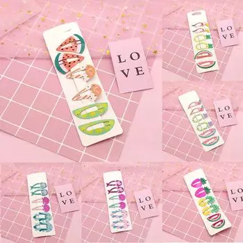 6 шт./компл., милая заколка для волос с фруктами, русалкой, фламинго, мультяшная заколка для волос для маленьких девочек, подарок, декор для волос 4