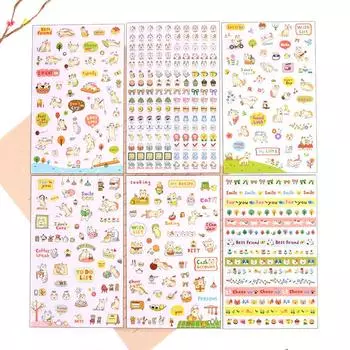 6 шт./компл. милый кот дневник фото декоративные наклейки набор мультяшные животные детская наклейка