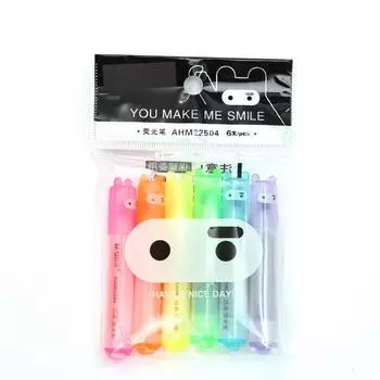 6 шт./компл. мини флуоресцентный маркер с кроликом Kawaii меловые маркеры канцелярские принадлежности материал Escolar Papelaria школьные принадлежности