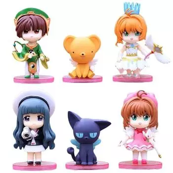 6 шт./компл., мультяшная аниме-карта Captor Sakura Girl, фигурки моделей из ПВХ, коллекция детских подарочных игрушек