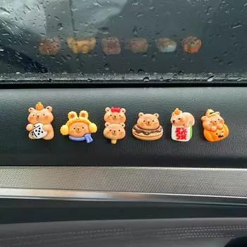 6 шт./компл. мультяшная милая капибара украшения для автомобиля центральная консоль зеркало заднего вида капибара украшение для дома своими руками аксессуар для украшения в подарок