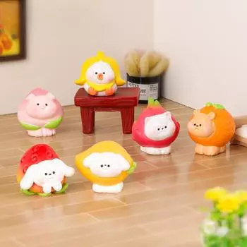 6 шт./компл. мультяшные фрукты животные куклы миниатюры смоляные украшения сказочный сад украшение мох террариум микро ландшафт 2-3cm разноцветный