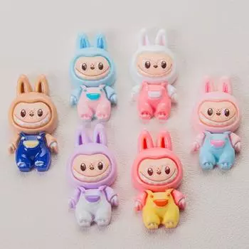 6 шт./компл. мультяшный милый лабубус смола плоская задняя часть сделай сам ювелирные изделия брелок аксессуары креативное украшение милый чехол для телефона для девочек головной убор