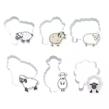 6 шт./компл. мультяшный ягненок, ручная работа, выдолбленное печенье, различные формы, аксессуары, формы для печенья, моющиеся инструменты для выпечки, товары для дома своими руками 6PCS