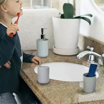 6 шт./компл., набор аксессуаров для ванной комнаты, дозатор лосьона, держатель для зубных щеток, мусорное ведро, держатель для туалетной щетки, держатель для мыла, прочный пластик белый