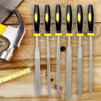 6 шт./компл. напильники с эргономичной ручкой, высокоточные многоцелевые плоские/треугольные/полукруглые/круглые/квадратные/конические напильники Набор ручных напильников дерево пластик резина