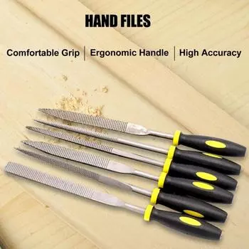 6 шт./компл. напильники с эргономичной ручкой, высокоточные многоцелевые плоские/треугольные/полукруглые/круглые/квадратные/конические ручные напильники для дерева