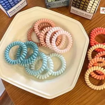 6 шт./компл., новая мода, матовый красочный телефонный провод, эластичная лента для волос, матовый спиральный шнур, резинка для волос, резинка для волос, аксессуары для волос оранжевый