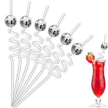 6 шт./компл., отличное светоотражающее зеркало, прочные соломинки для вечеринок, спиральная форма, украшения для дискотеки, аксессуары для девичника зелёный