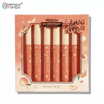 6 шт./компл. персиковая бархатная губная помада в форме сердца, водостойкая стойкая косметика для губ 1,5 г x 6 шт.