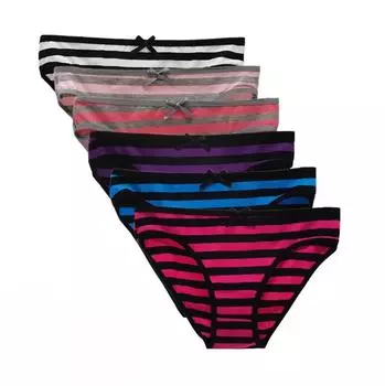 6 шт./компл. полосатые хлопковые трусики женские высокого качества сексуальные трусы со средней талией женское мягкое нижнее белье больших размеров M/L/XL M